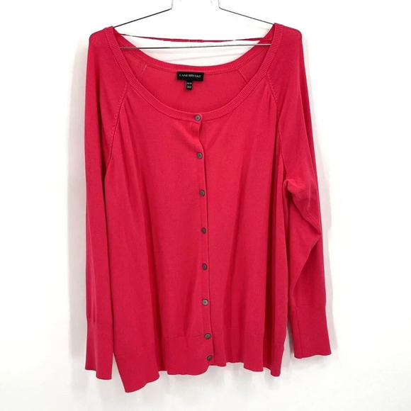 Lane Bryant Cardigan Women 26/28 Pink‎ Button Up Knit Lightweight Sweater - Picture 1 of 8